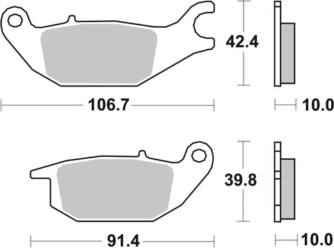 SBS Organic Rear Brake Pads Yamaha MW 125 ABS / MW 125, Malaguti Spectre GP 125 CBS 225HF
