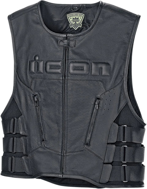 ICON Regulator D3O Leather Vest Black
