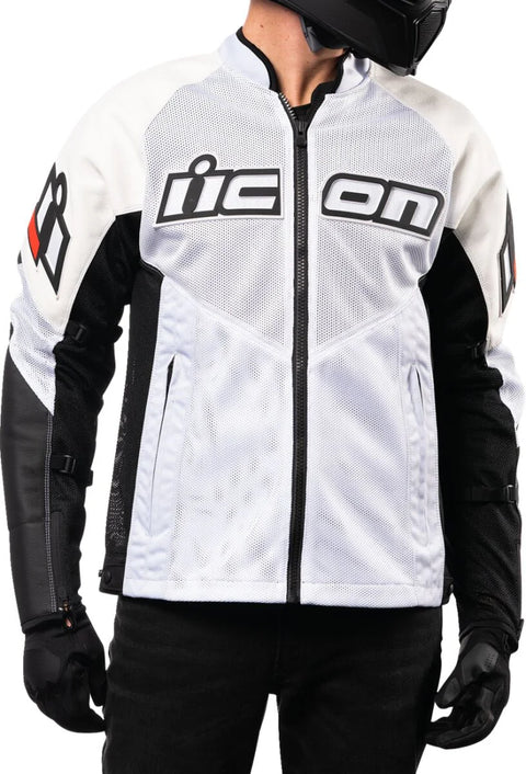ICON Mesh AF CE Leather Jacket White