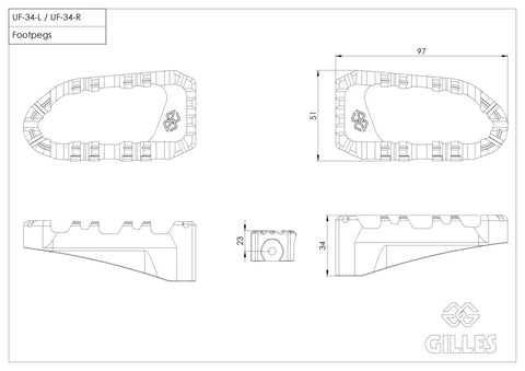 Gilles Tooling Pro-X Enduro Rider Footpegs Black (RGK-950-UF34-SET-B)