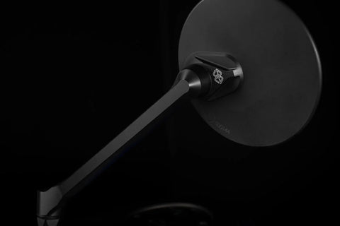 Gilles Tooling MOON Round Motorcycle Mirror Left Matt Black (M04-04-L-BD)