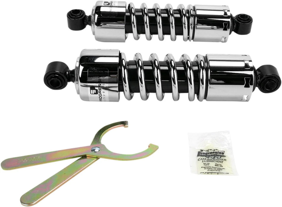 Progressive Suspension 412 Series Shocks Without Covers Chrome 11"