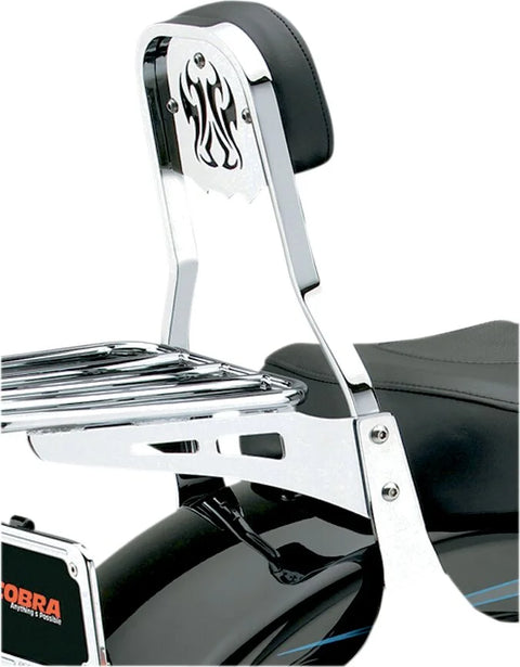 Cobra Short Square Sissy Bar Chrome with Pad (602-1201)