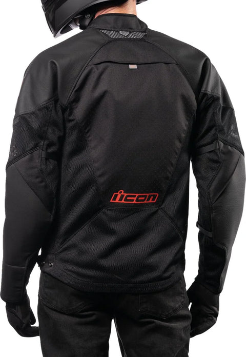 ICON Mesh AF CE Leather Jacket Black/Red
