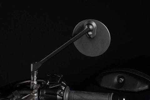 Gilles Tooling MOON Round Motorcycle Mirror Right Matt Black (M04-03-R-BD)