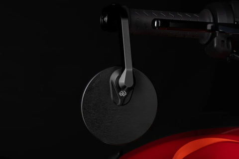 Gilles Tooling MOON Round Motorcycle Bar End Mirror M12 Matt Black