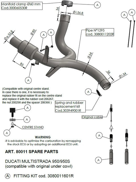 LeoVince CAT Eliminator (LINK Pipe) Ducati Multistrada 950