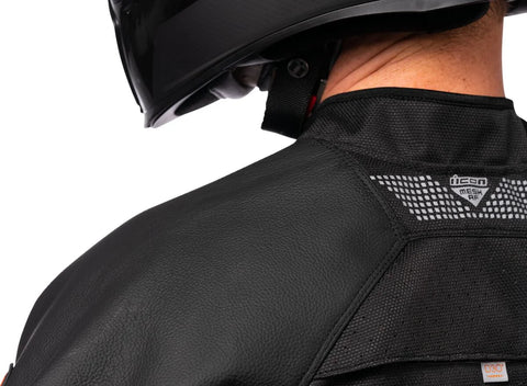 ICON Mesh AF CE Leather Jacket Black/Red