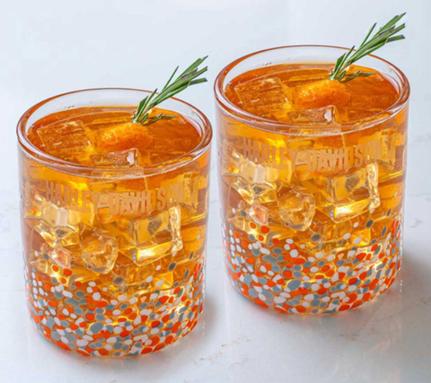Genuine Harley-Davidson® Confetti Double Old Fashion Glass Set - Hand-Blown - 14.5 oz. HDL-18827