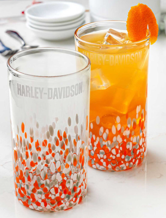 Véritable ensemble de verres à cocktail Harley-Davidson® Confetti, logo HD gravé - Soufflé à la main - 473 ml (16 oz) HDL-18826