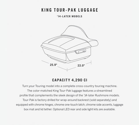 Harley-Davidson 53000653ERP colour-Matched King Tour-Pak Luggage Great White Pearl