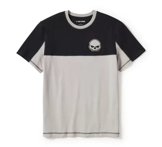 T-shirt à manches courtes Harley-Davidson® Willie G Skull Colorblock, noir et gris fantôme, référence 96373-25VM
