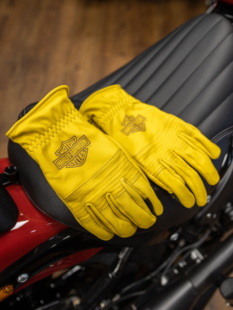 Harley-Davidson® Men's Helm Leather Bar & Shield Work Gloves - Natural 98133-23VM