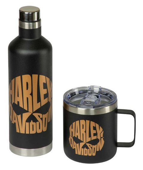 Ensemble tasse de voyage et bouteille d'eau en cuivre Harley-Davidson® avec tête de mort HDX-98641