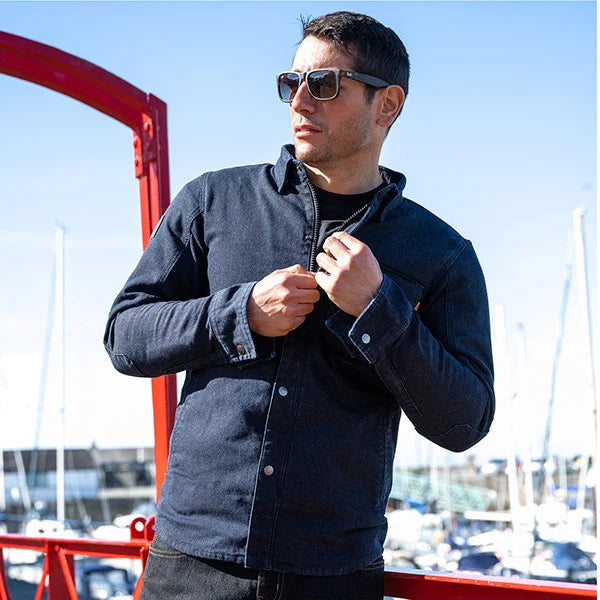 Chemise de moto monocouche Merlin Porta D3O - Bleu marine MCP047/NAVY 